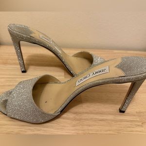 Jimmy choo silver glitter sandal heel size 39